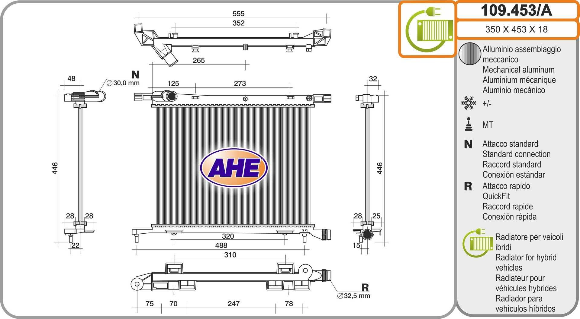 AHE Radiateur 109.453/A AHE 109.453/A Radiateur, koelvloeistof Lancia Ypsilon 3 originele prijs