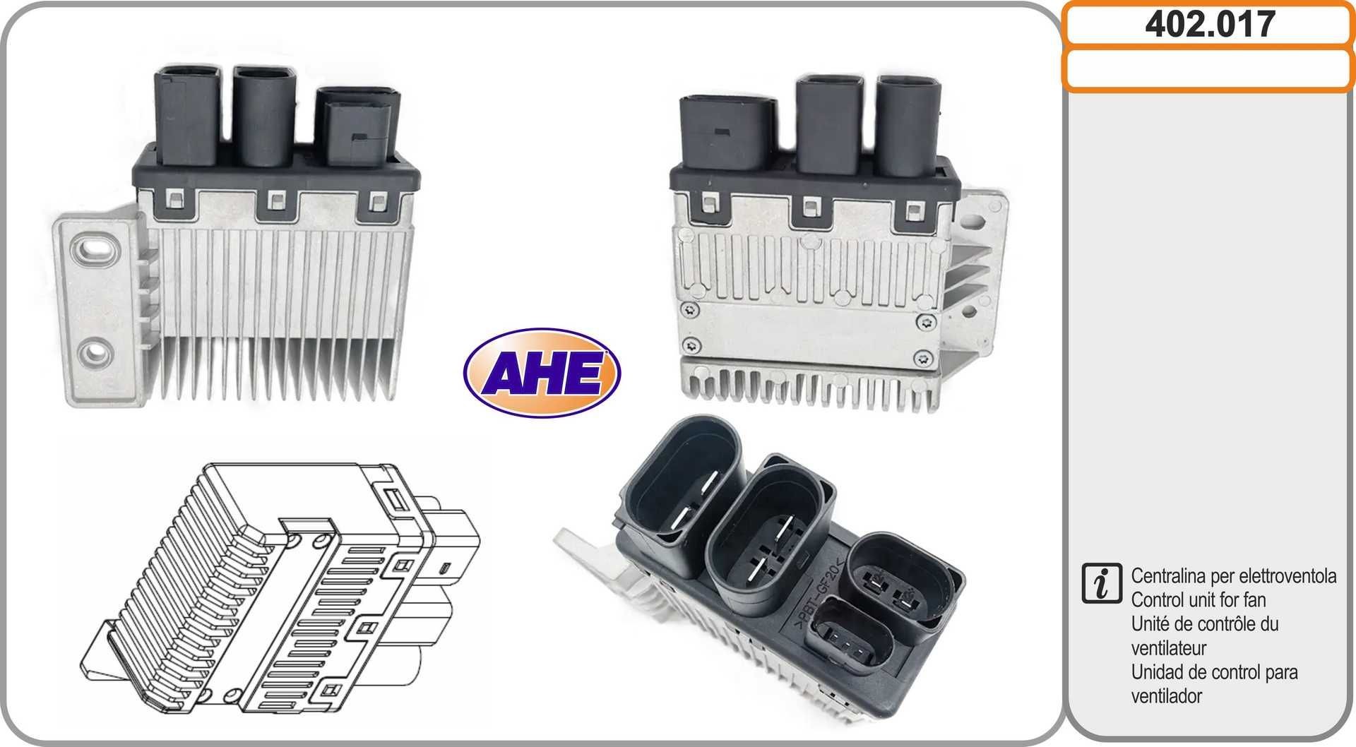 AHE Styreenhet, elektrolufting (motorkjøling) 402.017 402.017 Styreenhet, elektrolufting (motorkjøling) VW SHARAN AHE