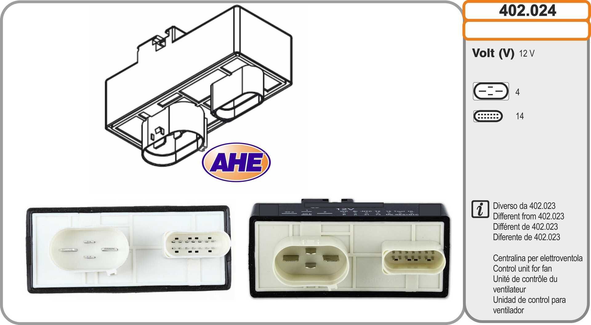 AHE Control Unit, electric fan (engine cooling) 402.024 Audi A5 AHE radiator fan switch 402024