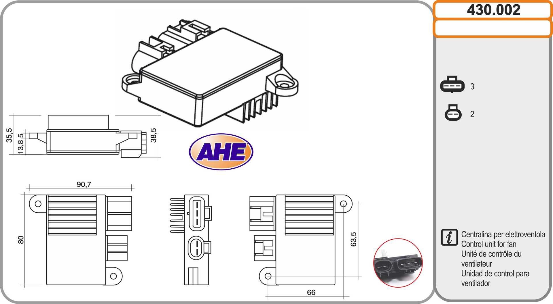 AHE Control Unit, electric fan (engine cooling) 430.002 430.002 AHE radiator fan switch AUDI A5