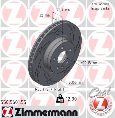 Jarrulevy ZIMMERMANN 550.5601.55 ZIMMERMANN 550.5601.55 TESLA MODEL S 2021 Takajarrulevyt ja etujarrulevyt