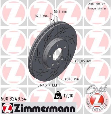 ZIMMERMANN Bromsskiva 600.3249.54 ZIMMERMANN 600.3249.54 Bromsskiva BENTLEY Bentayga (4V1) 3.0 Hybrid 449 hk 2023