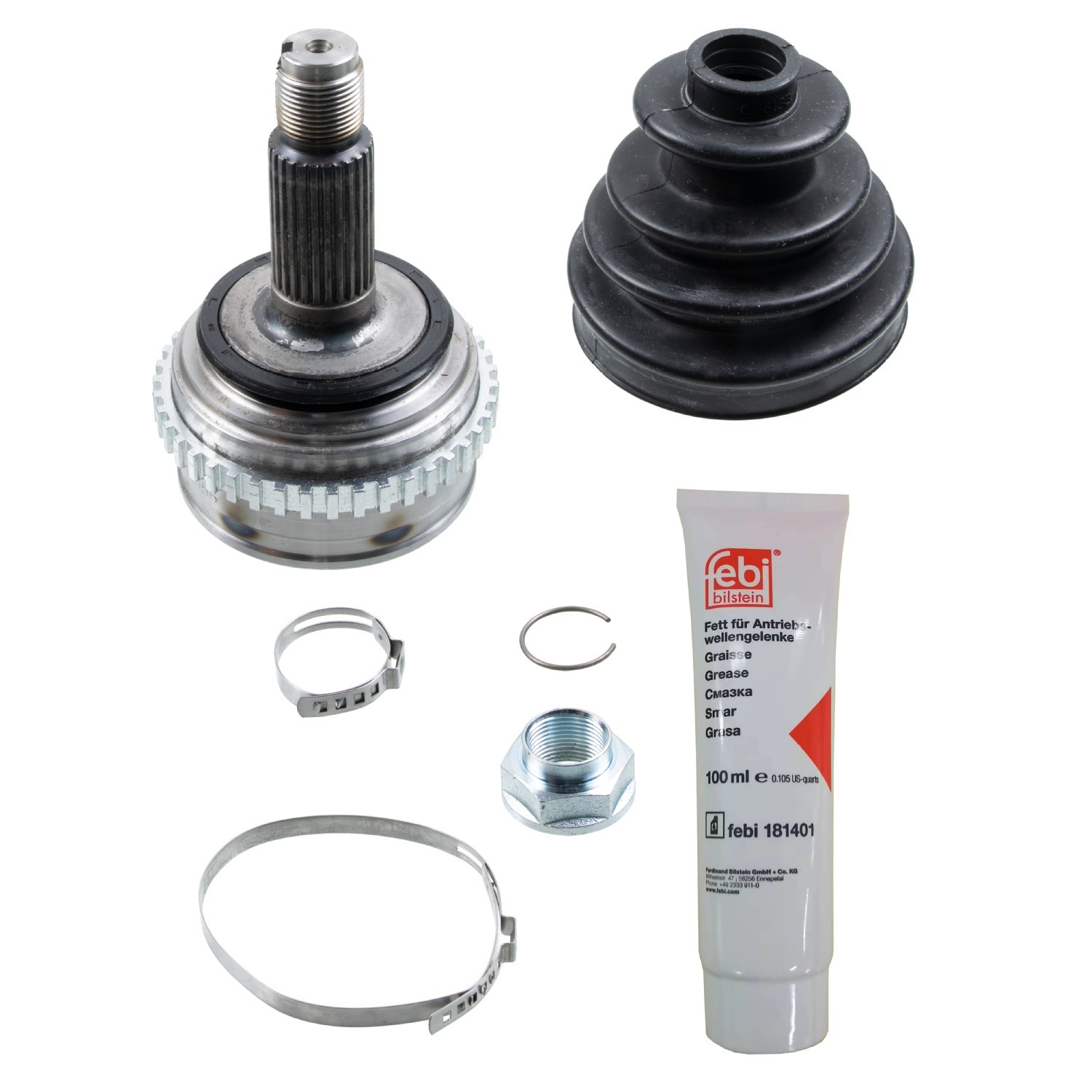 FEBI BILSTEIN Šarnīru komplekts, Piedziņas vārpsta 185865 FEBI BILSTEIN 185865 orģinālās Pusass šarnīrs 400 Tourer (XW) cena