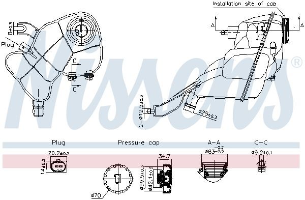 NISSENS Vase d'expansion, liquide de refroidissement 996204 996204 NISSENS Réservoir liquide de refroidissement Mercedes-Benz pas cher