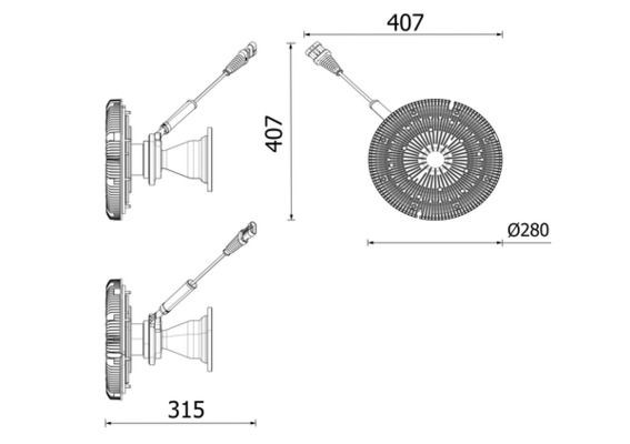 MAHLE Sidur, radiaatoriventilaator CFC 277 000P MAHLE CFC277000P Sidur radiaatoriventilaator Daily VI Platform / Chassis hind