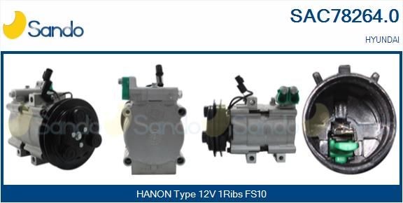 SANDO Klimakompressor SAC78264.0 SANDO Kompressor klimaanlæg HYUNDAI SAC78264.0