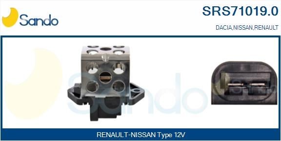 SANDO Formodstand, kølerblæser-elmotor SRS71019.0 SRS71019.0 Modstand kabineventilator DACIA LOGAN SANDO