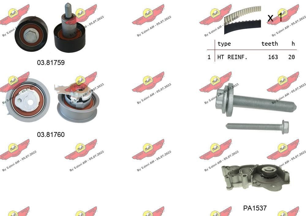 AUTOKIT Σετ ιμάντα χρονισμού με αντλία νερού 04.5363PA Αντλία νερού + σετ ιμάντα χρονισμού AUTOKIT Citroën EVASION 04.5363PA