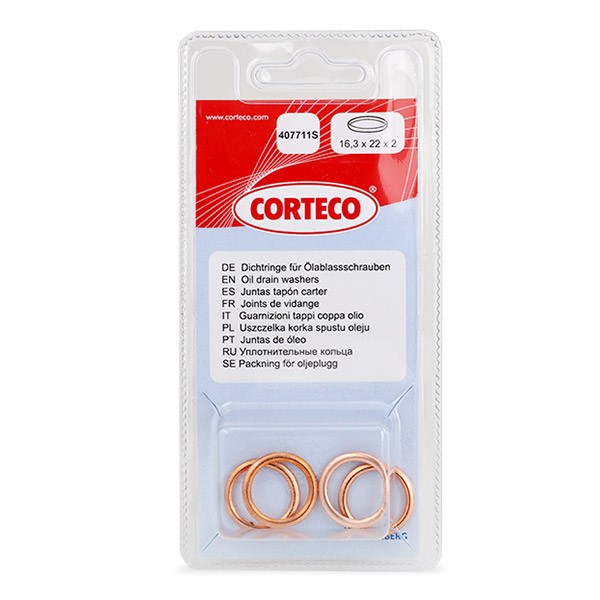 Seal, oil drain plug CORTECO 407711S CORTECO 407711S Renault KOLEOS 2019 Drain plug price