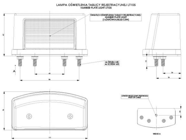 HORPOL Φωτισμός πινακίδας κυκλοφορίας LT 105 Φωτα πινακιδας αυτοκινητου HORPOL Opel VECTRA LT 105