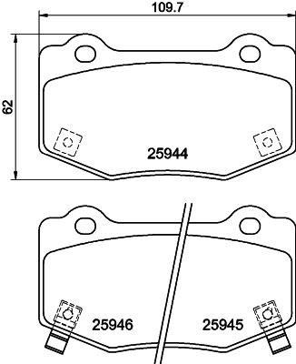 Τακάκια φρένων HELLA 8DB 355 043-851 HELLA 8DB 355 043-851: Τακάκια φρένων Chevy CORVETTE 2002