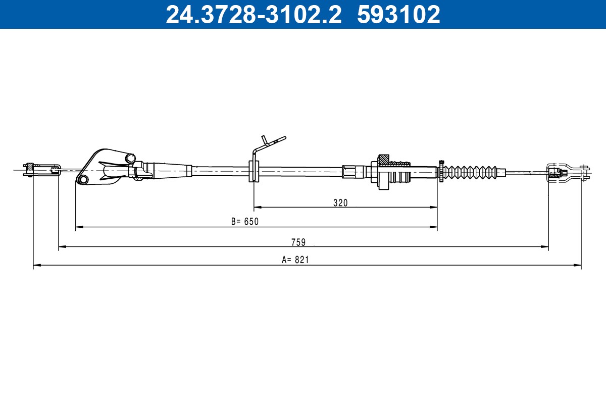 ATE Trose, Sajūga pievads 24.3728-3102.2 ATE 24.3728-3102.2 Trose sajūga pievads Hyundai i30 CW cena