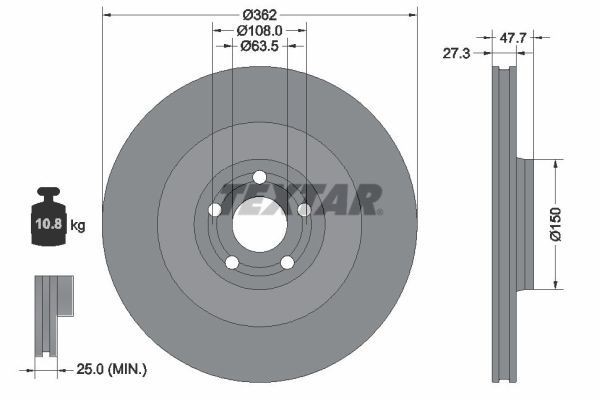TEXTAR Brake disc 92350805 FORD USA ESCAPE TEXTAR brake discs 92350805