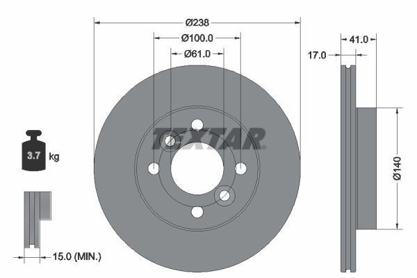 TEXTAR Δισκόπλακα 92350903 Δίσκος φρένων TEXTAR DOKKER 92350903 φθηνά