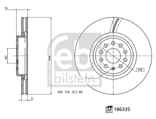 FEBI BILSTEIN Δισκόπλακα 186335 FEBI BILSTEIN 186335 Δισκόπλακα AUDI Q4 Sportback (F4N) 50 e-tron quattro 299 PS 2023