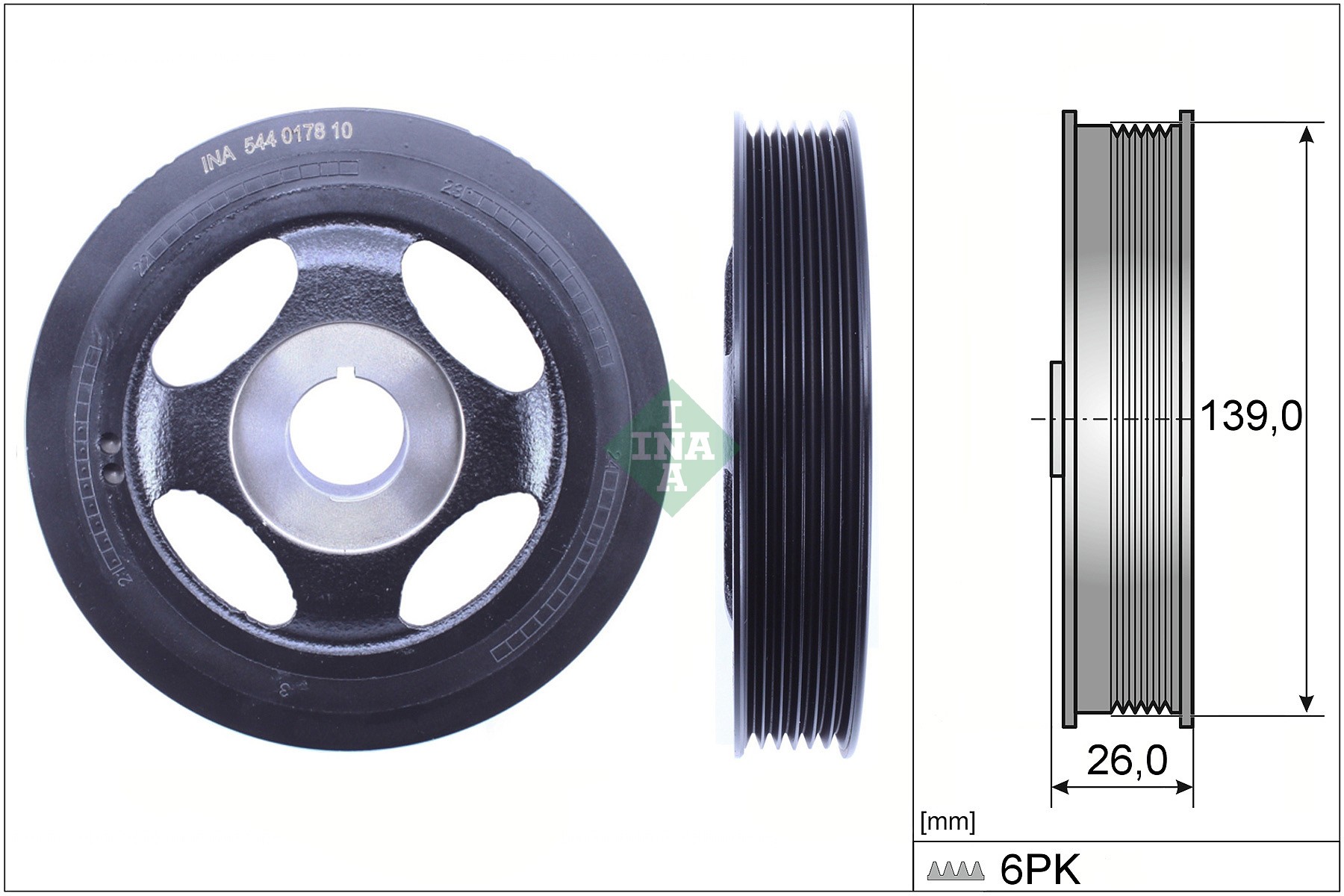 INA Poulie damper (vilebrequin) 544 0178 10 544 0178 10 Poulie de vilebrequin TOYOTA AURIS INA