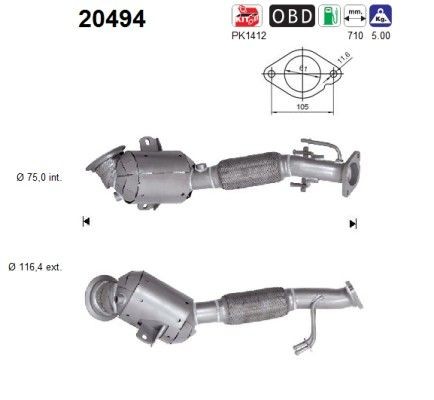 AS Katalysator 20494 20494 AS katalytisk omvandlare FORD FOCUS