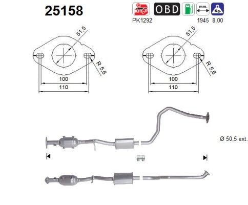 Katalysator AS 25158 AS 25158 Udstødning katalysator MAZDA 2 2023