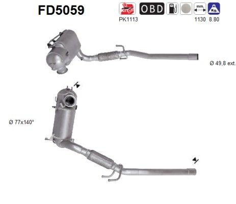 Filtre à particules AS FD5059 AS FD5059 FAP Audi A1 2013