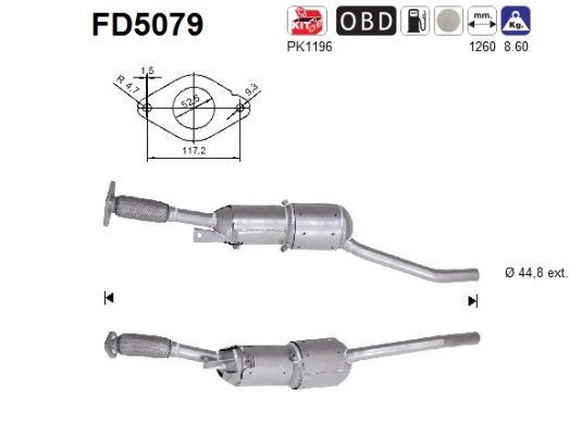 Φίλτρο μικροσωματιδίων AS FD5079 AS FD5079 Φίλτρο σωµατιδίων Dacia DUSTER 2021