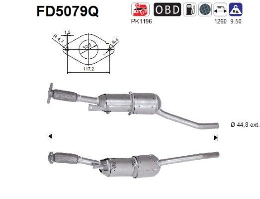 Filtre à particules AS FD5079Q AS FD5079Q FAP Dacia DUSTER 2017