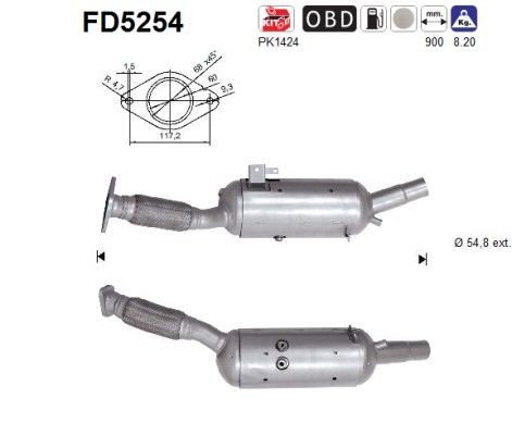 Partikelfilter (DPF) AS FD5254 AS FD5254 Partikelfilter Renault TWINGO 2010
