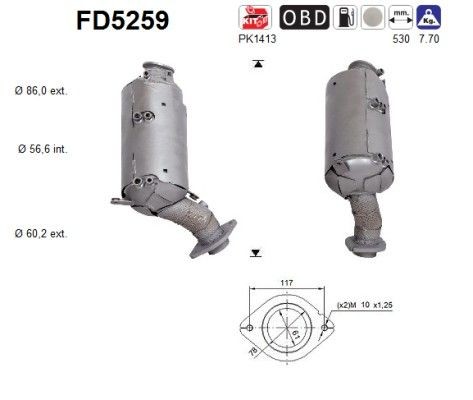 Roetfilter (DPF) AS FD5259 AS FD5259 Partikelfilter TOYOTA LAND CRUISER 2017