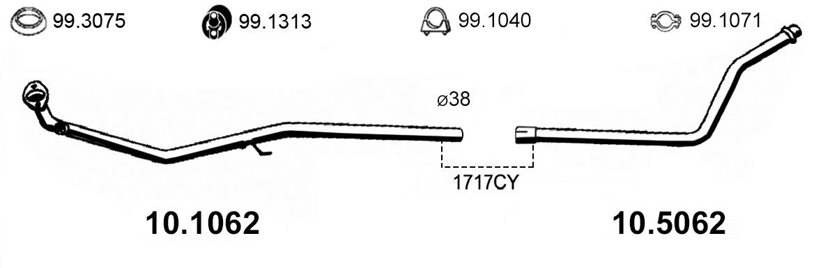 ASSO Tuyau d'échappement 10.5062 10.5062 Tuyau d'échappement PEUGEOT 207 ASSO