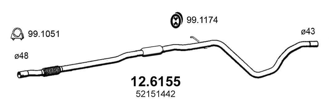 ASSO Mellempotte 12.6155 Mellemste lydpotte SUBARU ASSO 12.6155