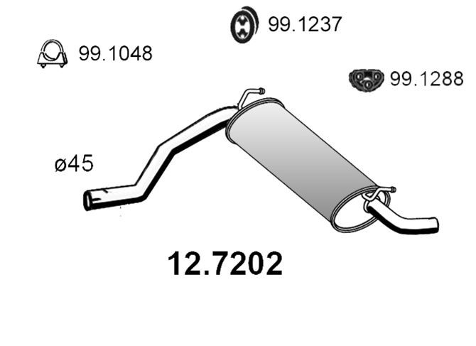 ASSO Πίσω σιλανσιέ 12.7202 12.7202 Τελικό εξάτμισης FIAT PALIO ASSO