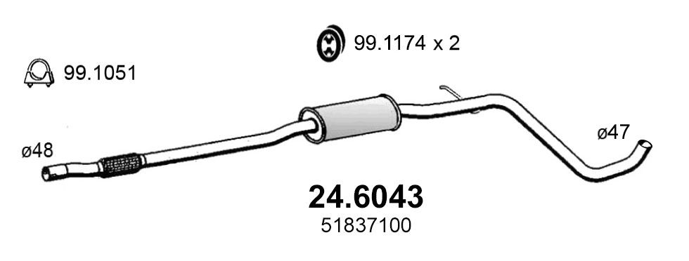 ASSO Keskiäänenvaimentaja 24.6043 24.6043 ASSO Keskiäänenvaimentaja BMW 5-sarja