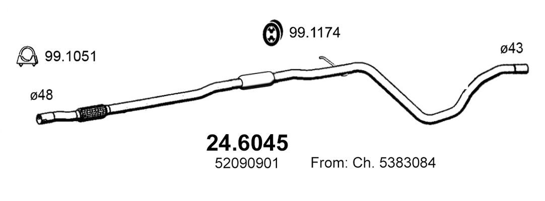 ASSO Uitlaat middendemper 24.6045 Tussendemper ASSO 5-serie 24.6045 goedkoop
