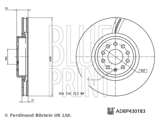BLUE PRINT Bromsskiva ADBP430183 BLUE PRINT ADBP430183 Bromsskiva VW ID.4 (E21) GTX 4motion 340 hk 2025