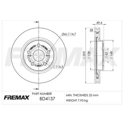 FREMAX Disco de travão BD-4137 Discos de travão desportivos FREMAX MG MG 5 BD-4137