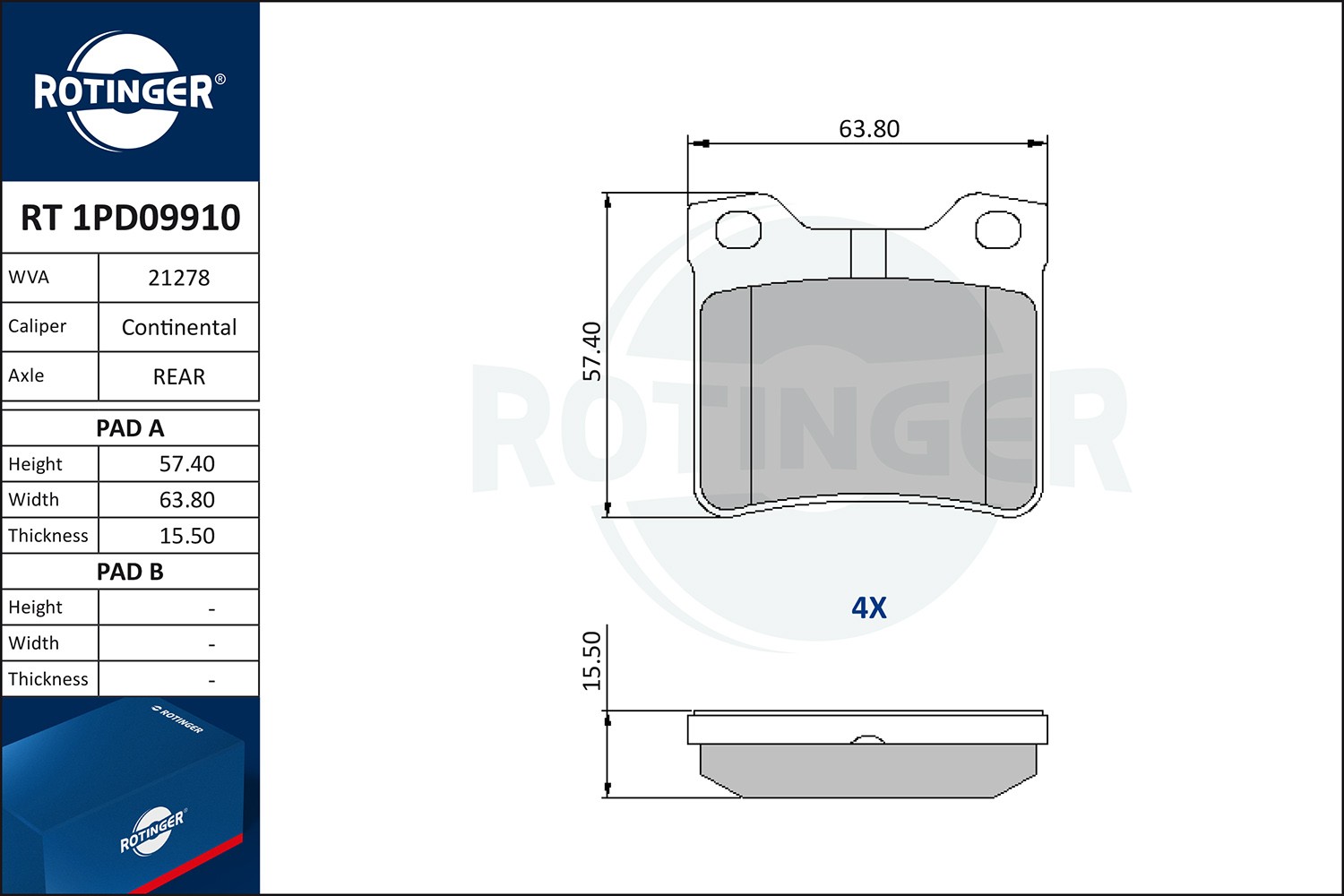 ROTINGER Bremseklodser RT 1PD09910 RT 1PD09910 ROTINGER Sports bremseklodser Peugeot billig