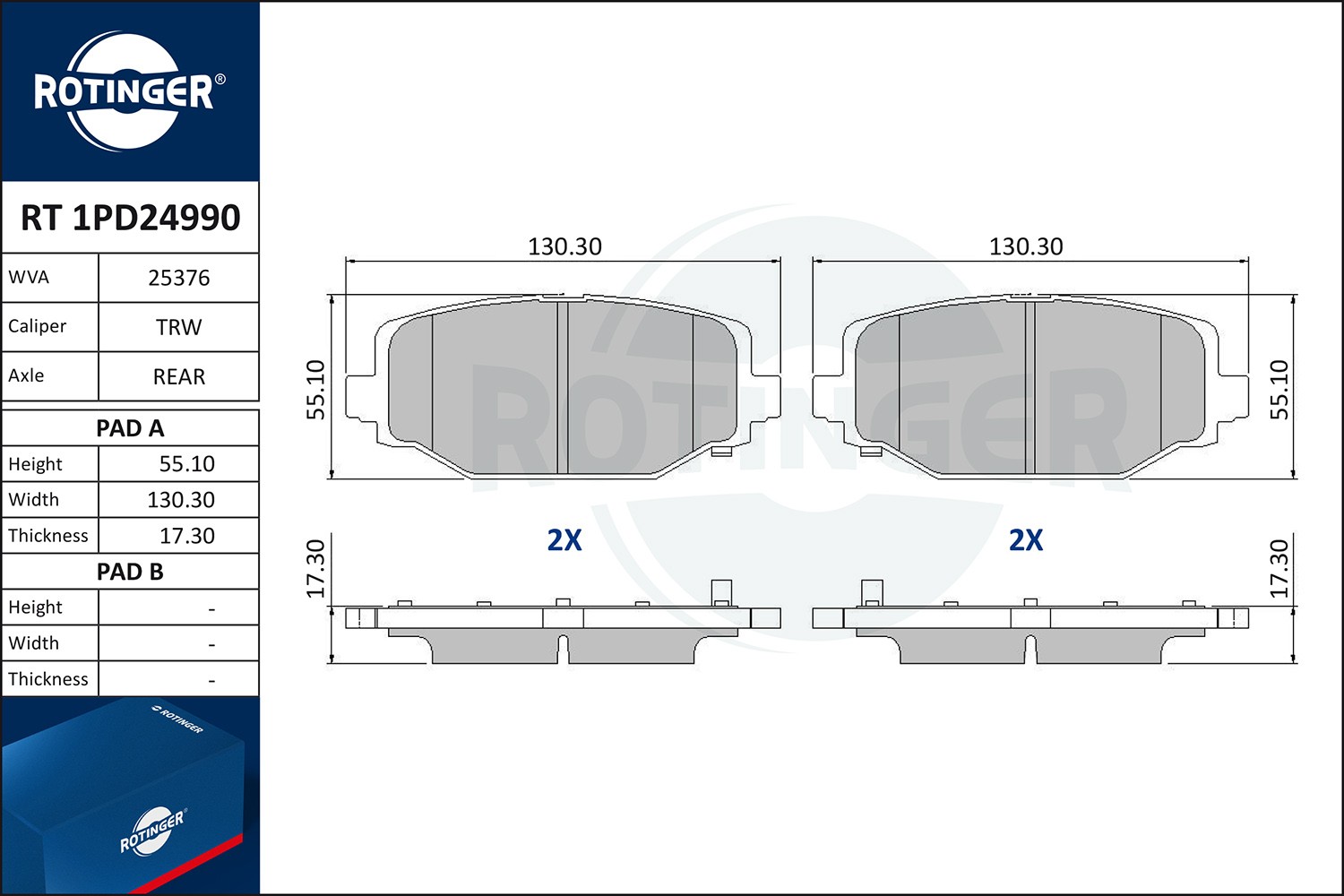 ROTINGER Piduriklotsid RT 1PD24990 RT 1PD24990 ROTINGER Sport piduriklotsid Volkswagen odav