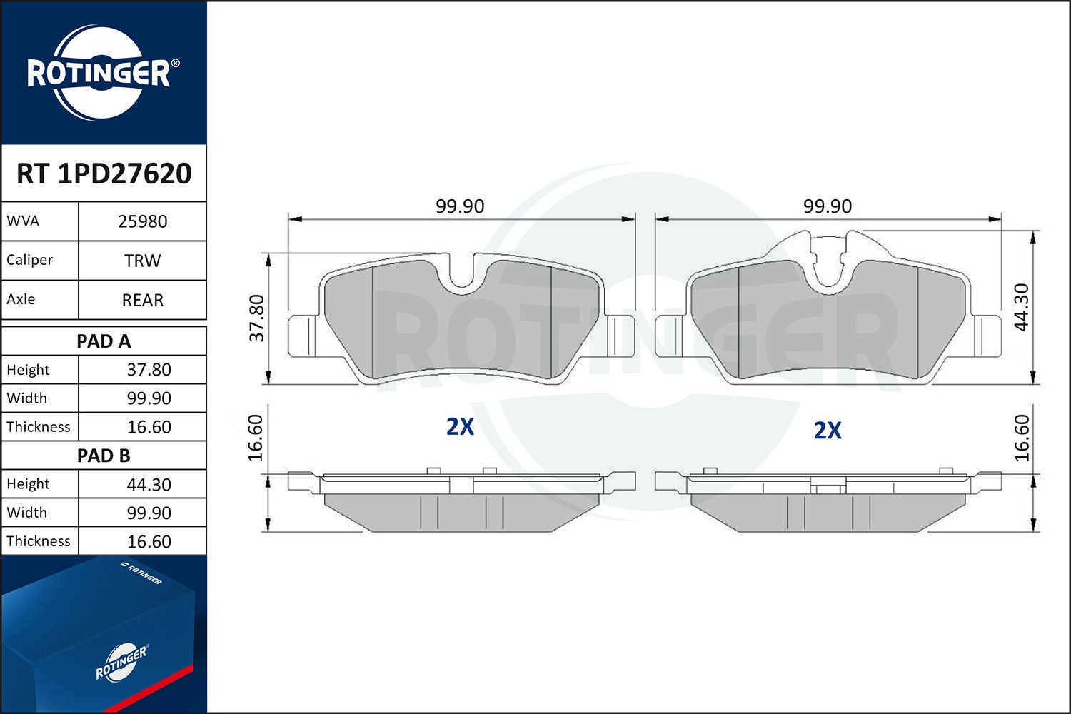 ROTINGER Kit pastiglie freni RT 1PD27620 Costo Pastiglie freno sportive ROTINGER MINI RT 1PD27620