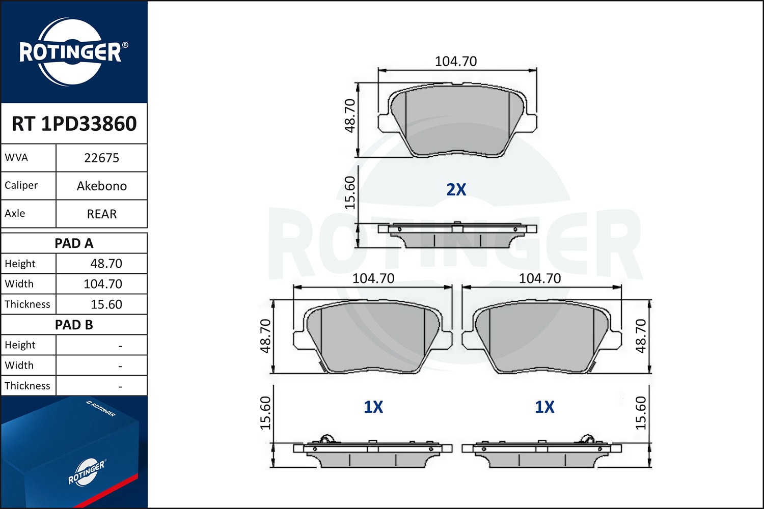 ROTINGER Brake pad set RT 1PD33860 RT 1PD33860 ROTINGER brake pads for KIA SEDONA