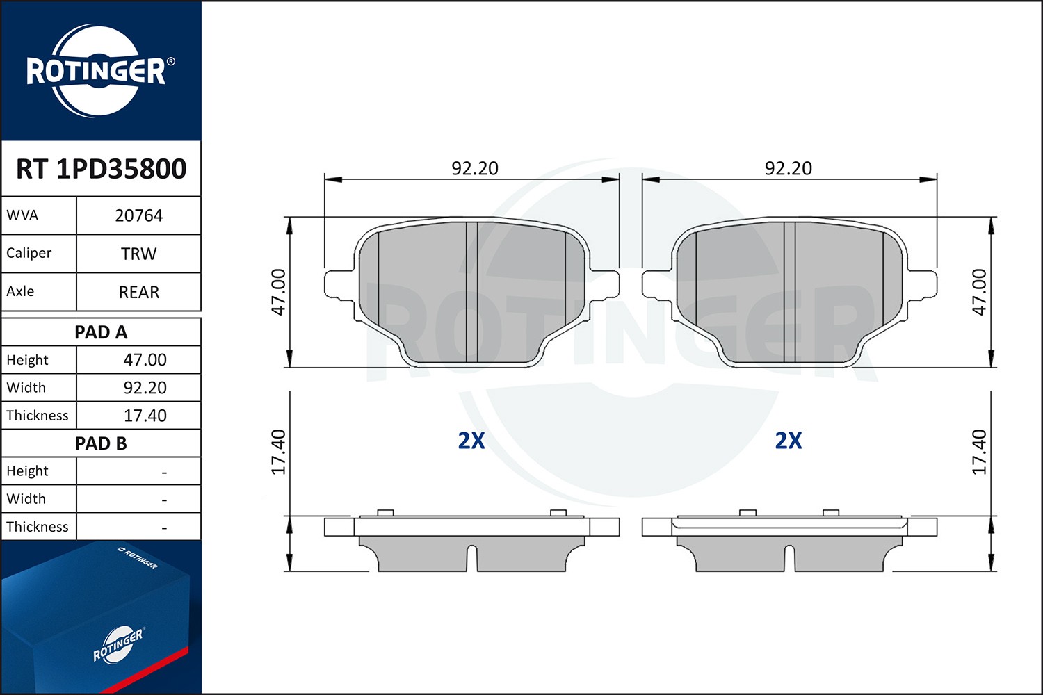 ROTINGER Piduriklotsid RT 1PD35800 ROTINGER Sport piduriklotsid CITROËN RT 1PD35800
