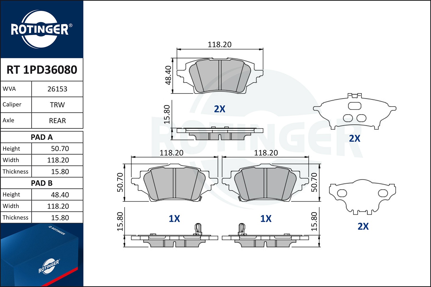 ROTINGER Piduriklotsid RT 1PD36080 Sport piduriklotsid SUZUKI ROTINGER RT 1PD36080