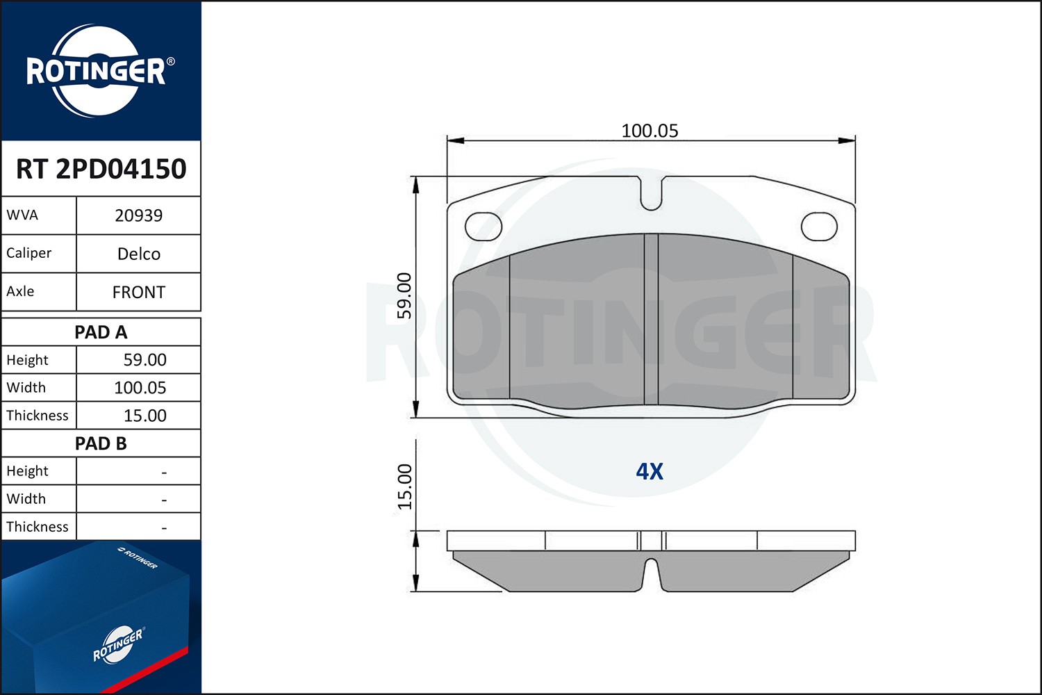 ROTINGER Bremžu kluči RT 2PD04150 Bremžu uzliku kompl., disku bremzes ROTINGER Opel ZAFIRA RT 2PD04150