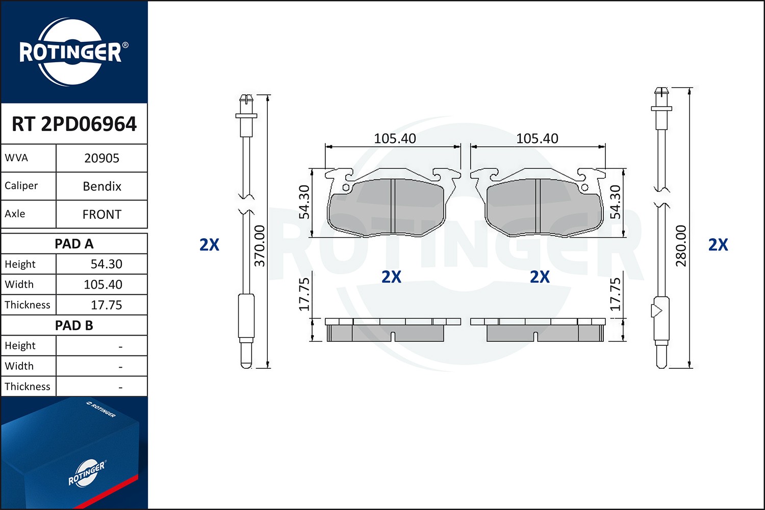ROTINGER Bremseklosser RT 2PD06964 Bremsekloss-sett ROTINGER KADJAR RT 2PD06964 billige