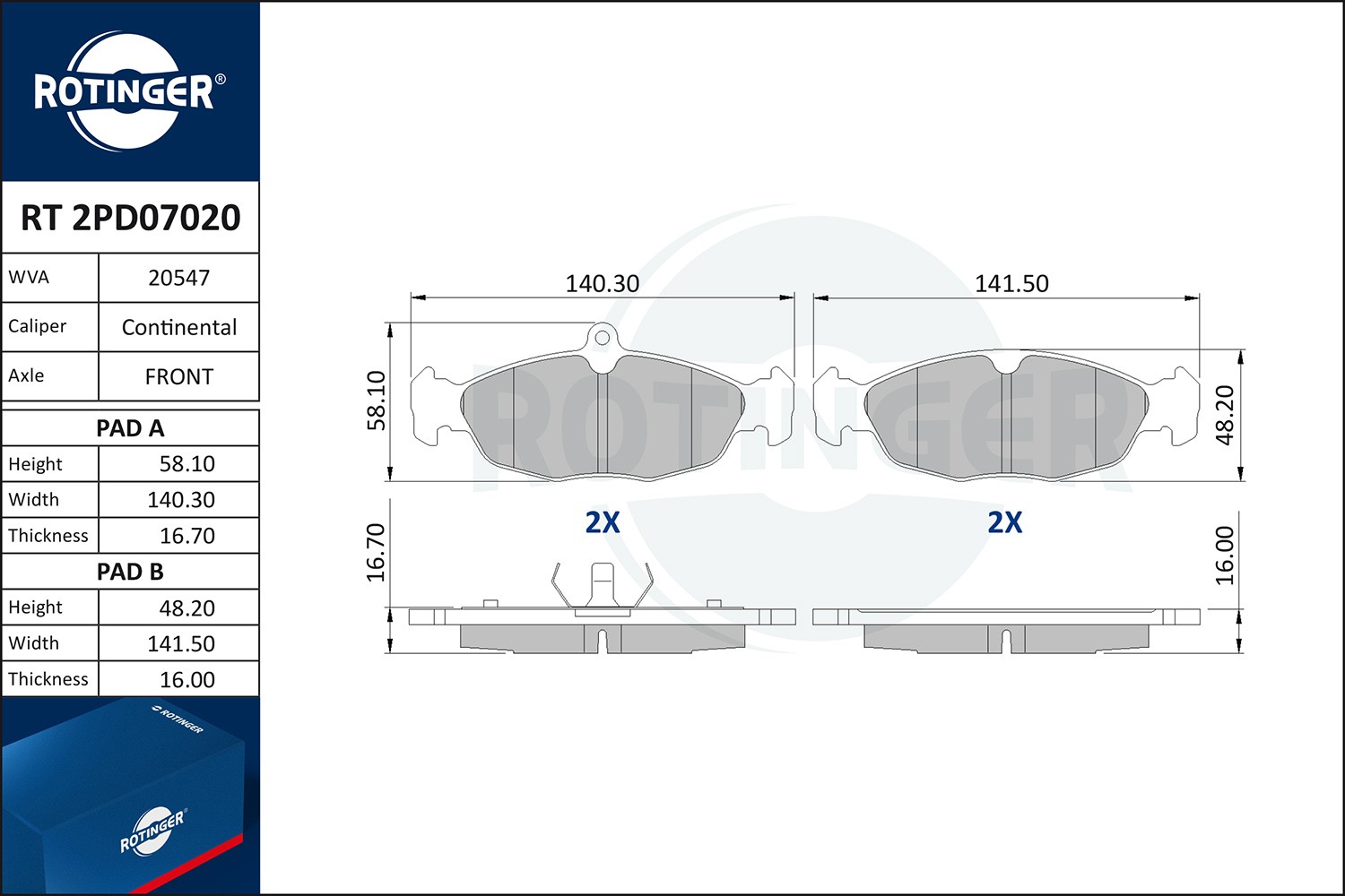 ROTINGER Kit pastiglie freni RT 2PD07020 Costo Pastiglie freno sportive ROTINGER JAGUAR RT 2PD07020
