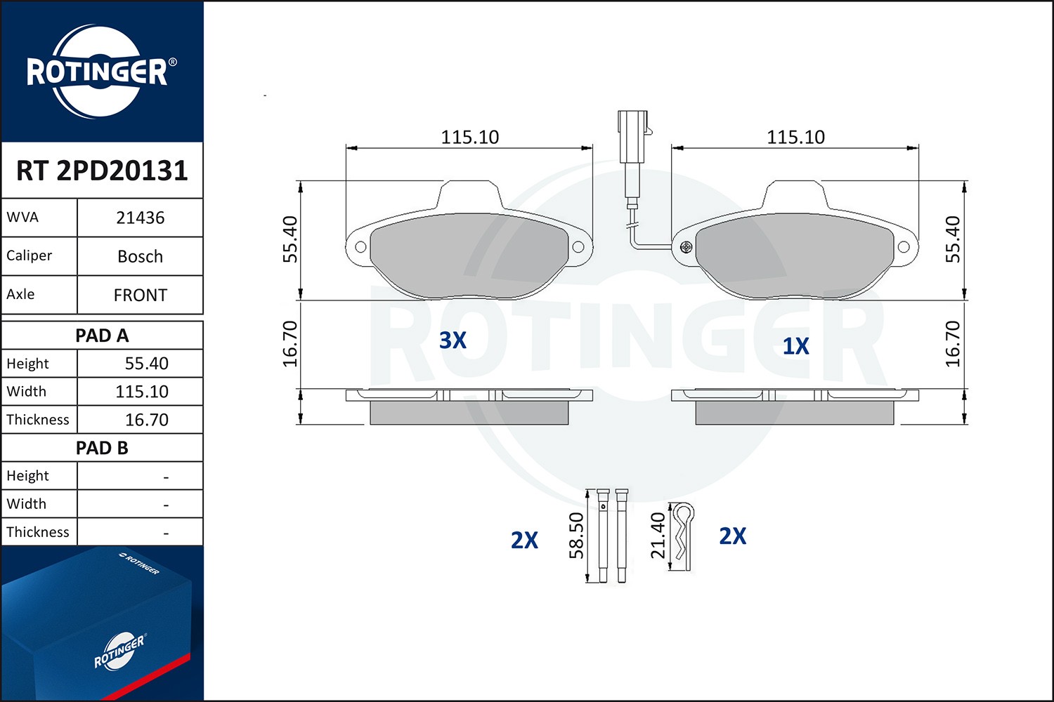 ROTINGER Piduriklotsid RT 2PD20131 Piduriklotsid ROTINGER TALENTO RT 2PD20131 odav