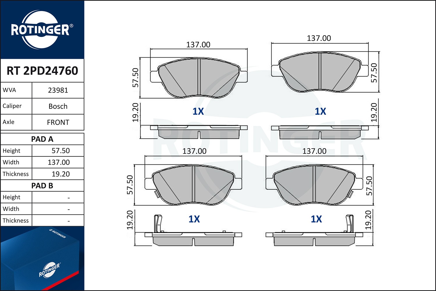 ROTINGER Piduriklotsid RT 2PD24760 RT 2PD24760 Klotsid FIAT TALENTO ROTINGER