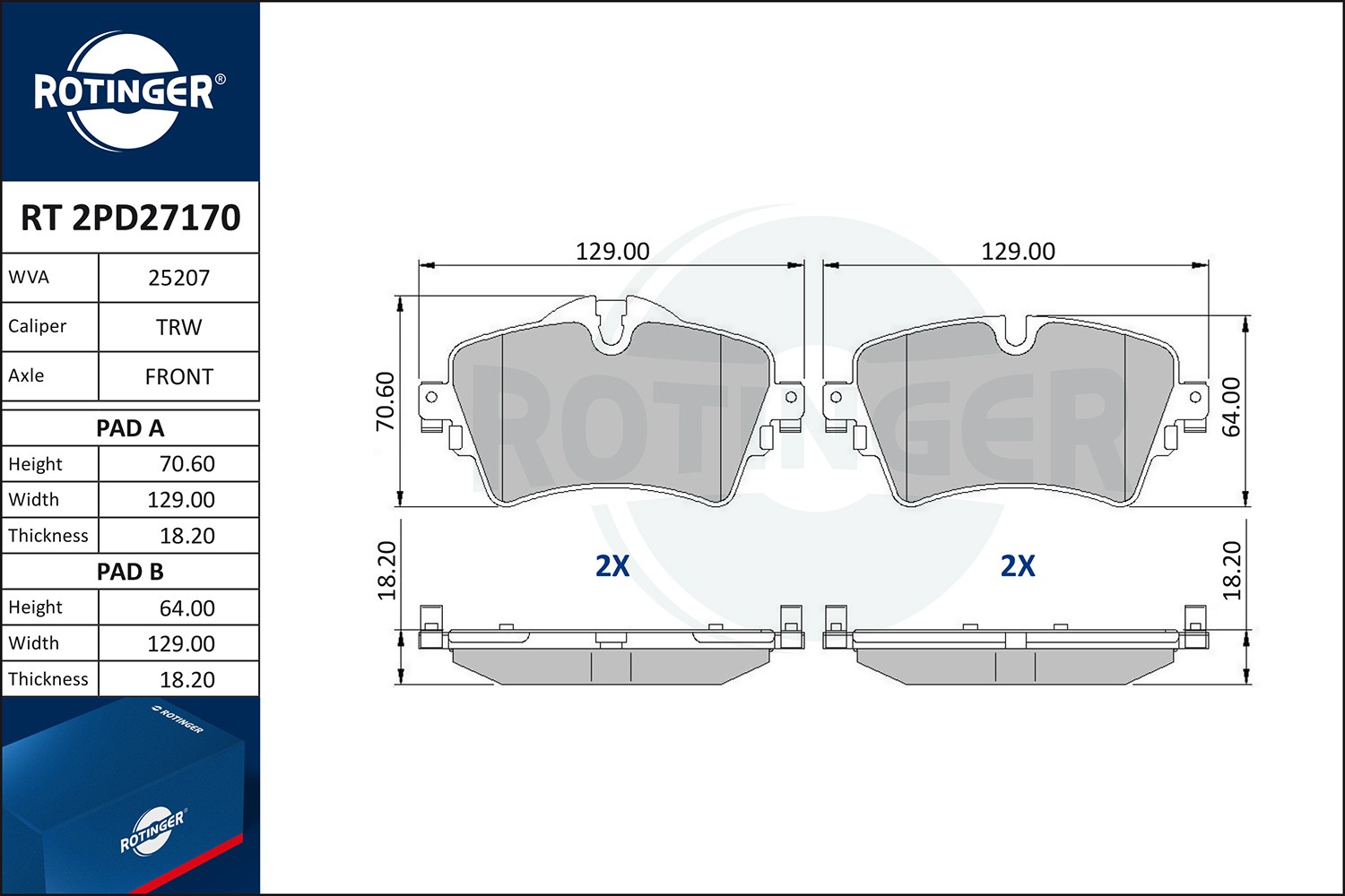 ROTINGER Kit pastiglie freni RT 2PD27170 Costo Pastiglie freno sportive ROTINGER MINI RT 2PD27170
