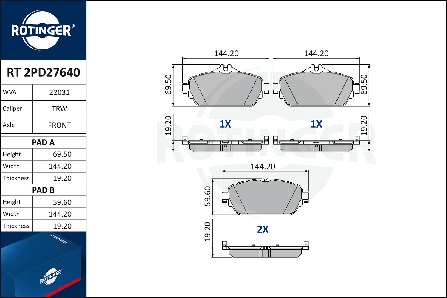 ROTINGER Plaquettes de frein RT 2PD27640 Plaquette de frein sport MERCEDES-BENZ ROTINGER RT 2PD27640
