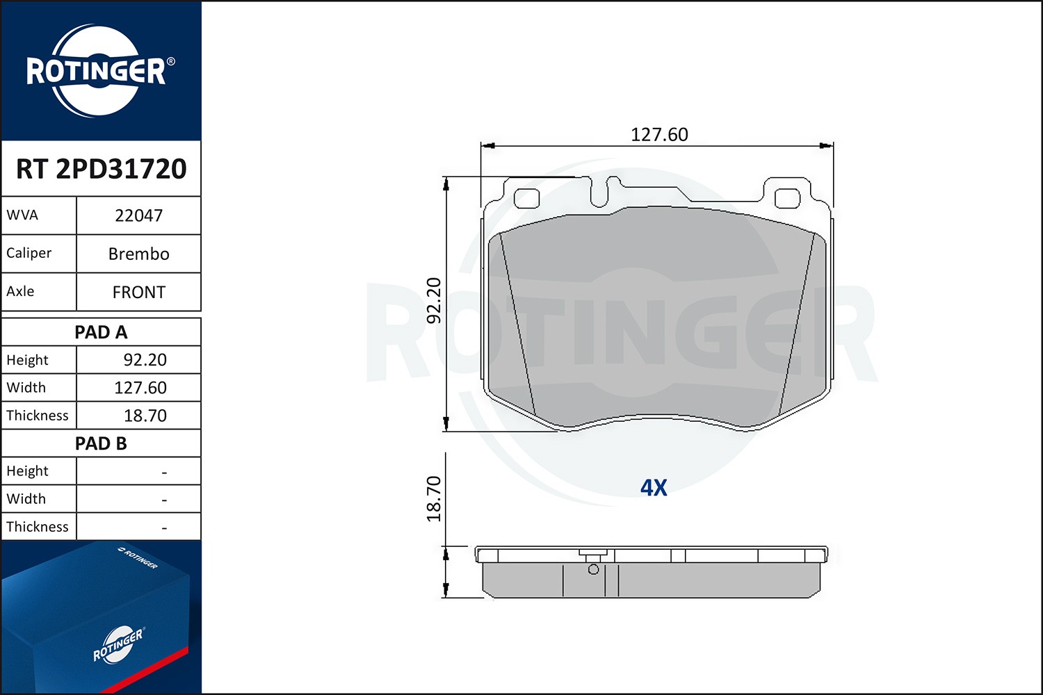ROTINGER Kit pastiglie freni RT 2PD31720 RT 2PD31720 costo Pastiglie dei freni ROTINGER MERCEDES-BENZ GLK