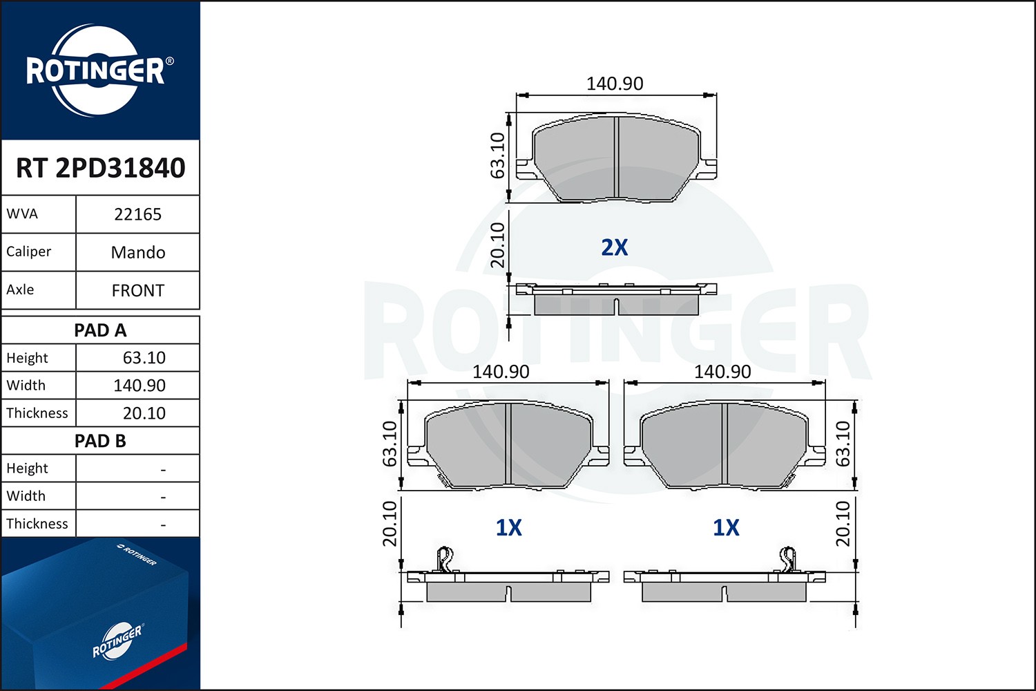 ROTINGER Kit pastiglie freni RT 2PD31840 Costo Pastiglie freno sportive ROTINGER FIAT RT 2PD31840