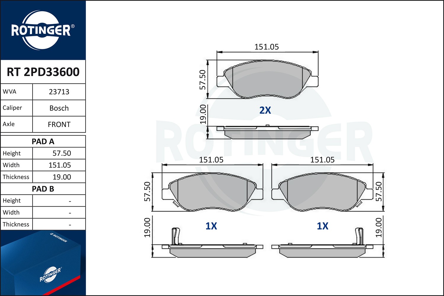 ROTINGER Kit pastiglie freni RT 2PD33600 Costo Pastiglie freno sportive ROTINGER FIAT RT 2PD33600